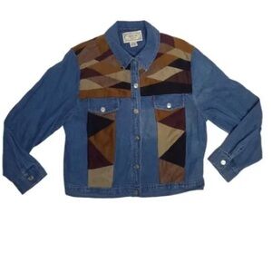 Cachet Geometric Patchwork Denim Jacket
